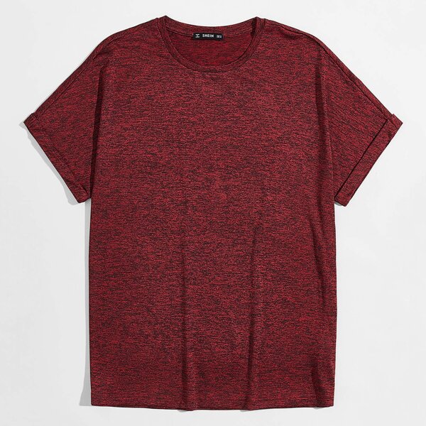 

Men Round Neck Marled Top, Maroon
