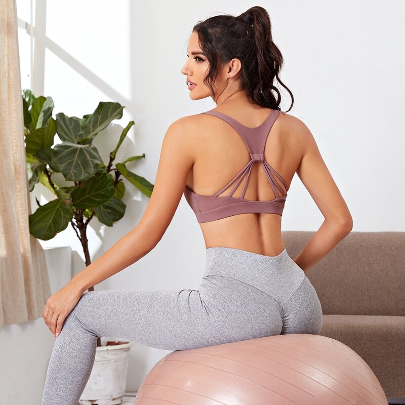 

Cut Out Back Sports Bra, Dusty pink