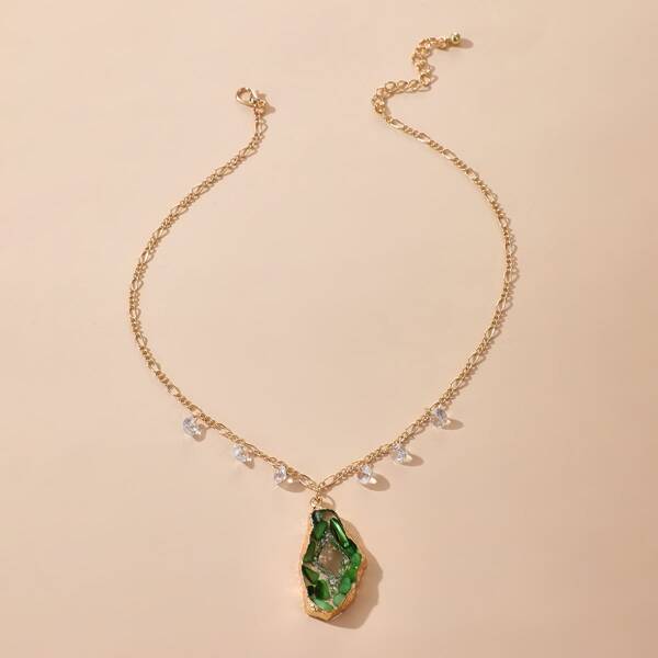 

Stone Charm Necklace, Gold