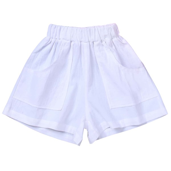 

Girls Dual Pocket Wide Leg Shorts, White