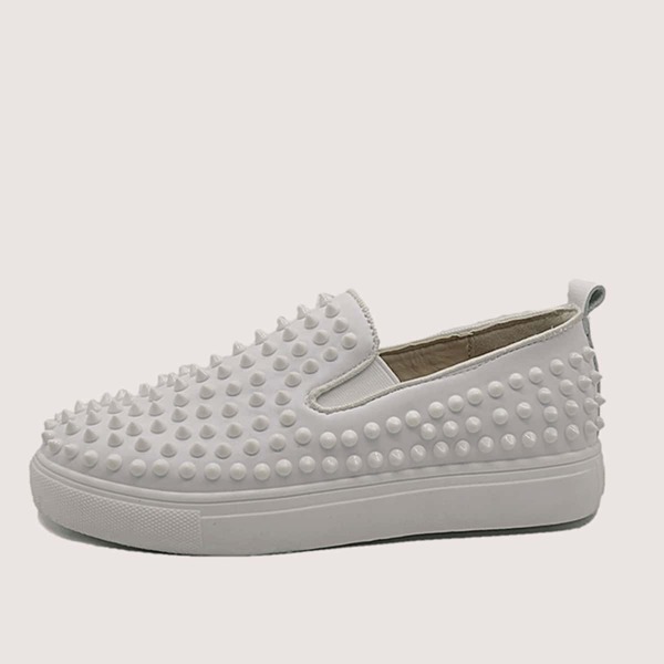 

Studded Decor Slip On Sneakers, White