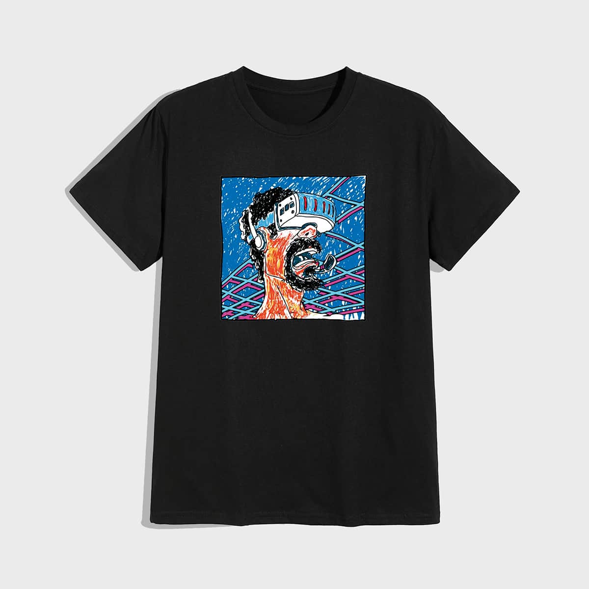 

Guys Oil Painting Tee, Black