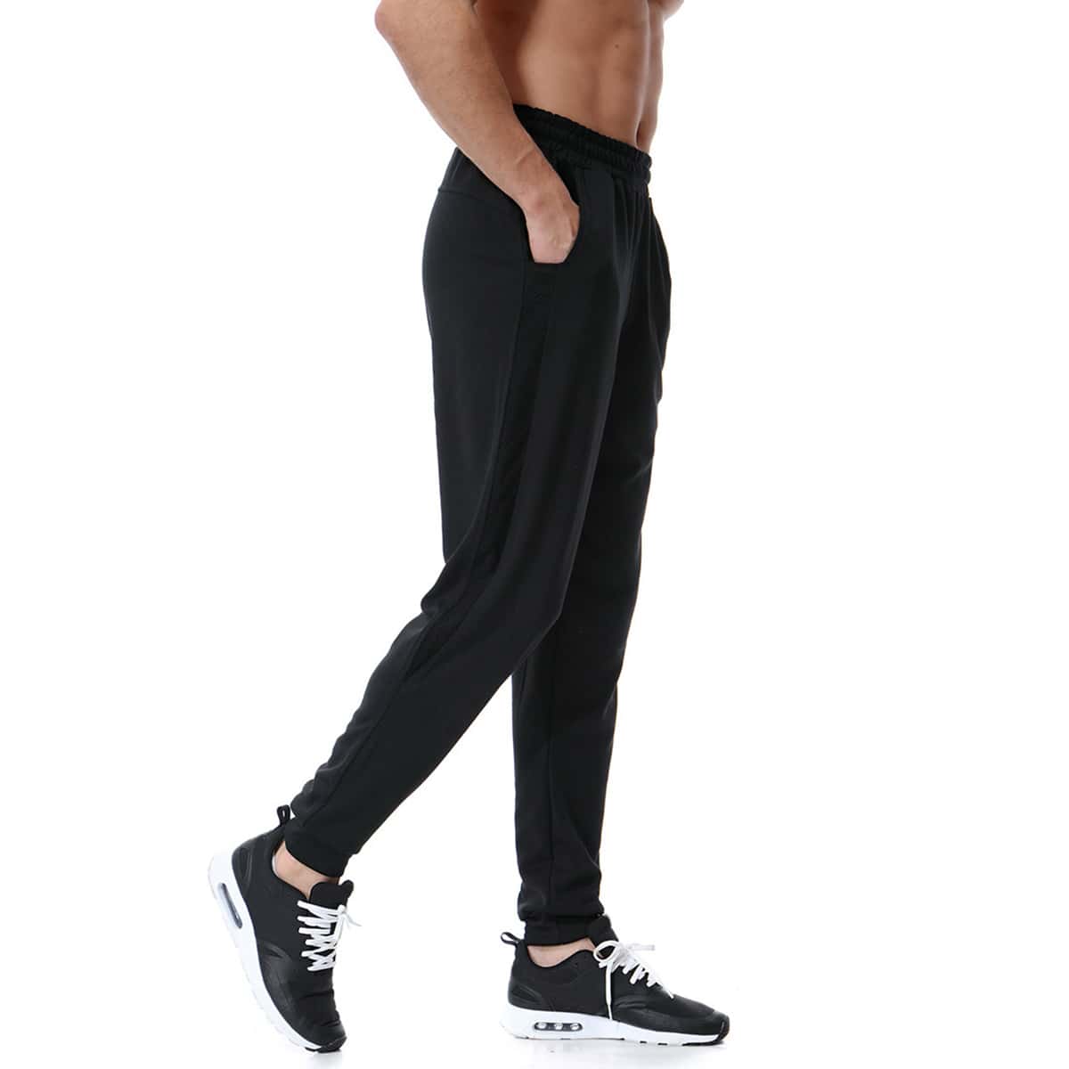 

Guys Slant Pocket Solid Sweatpants, Black