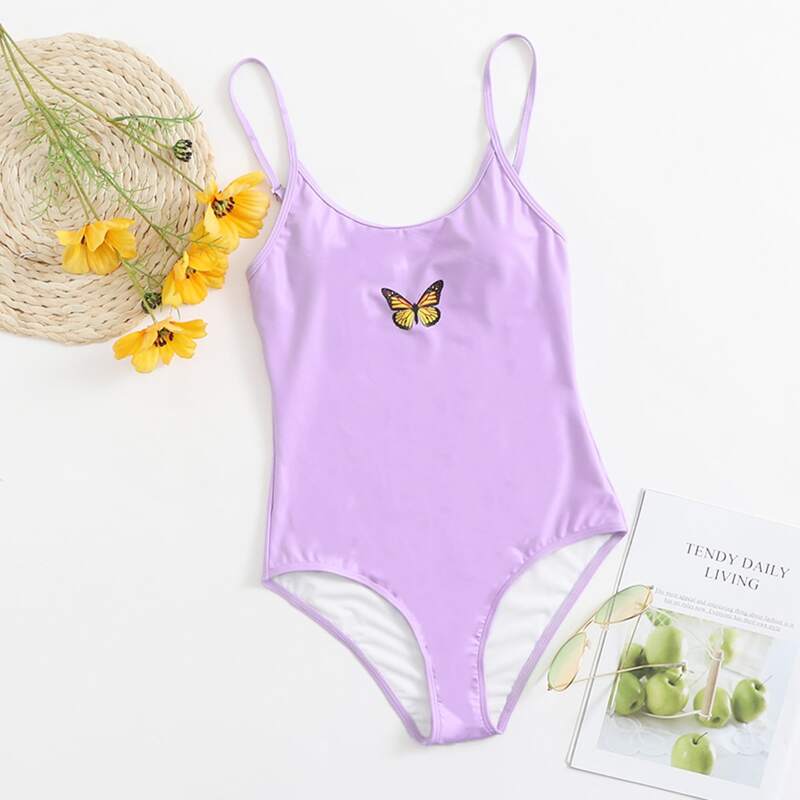 

Butterfly One Piece Swimsuit, Lilac purple