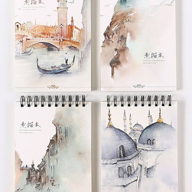 

1pc Watercolor Painting Spiral Sketch Book, Multicolor