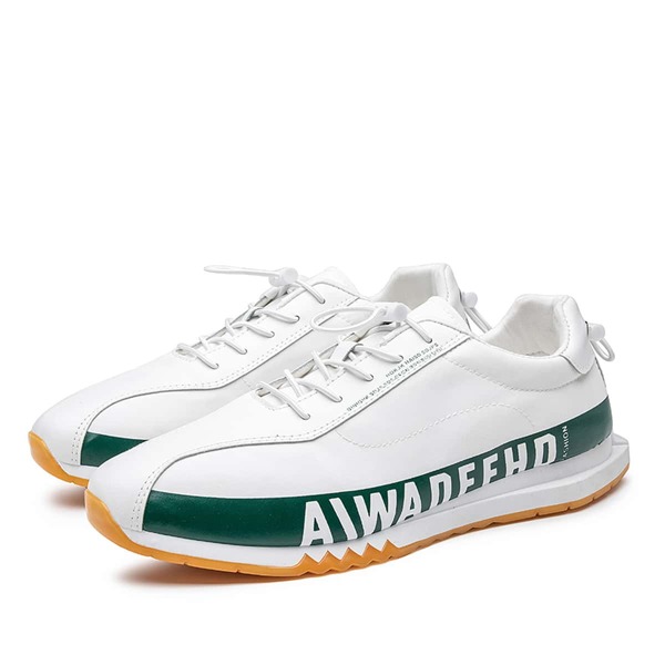 

Men Lace-up Front Low Top Knit Sneakers, White