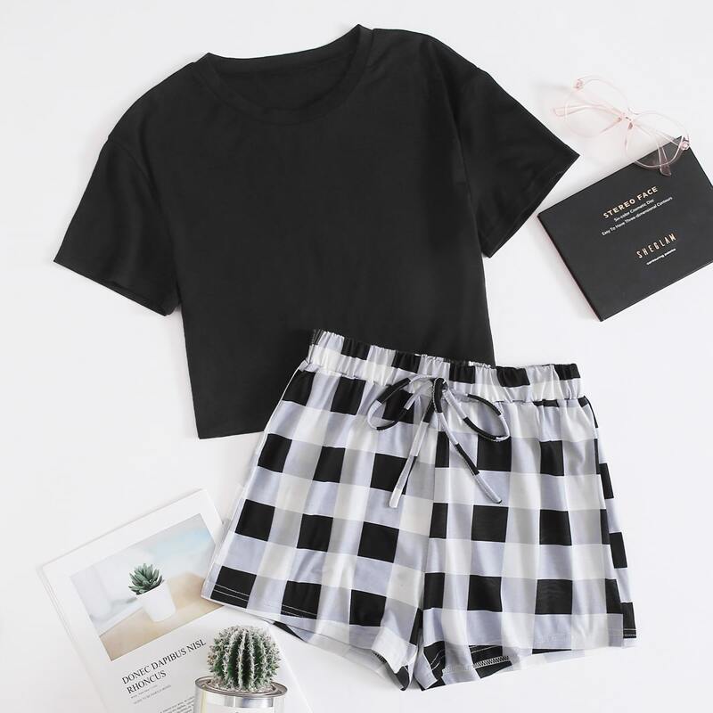

Plaid Shorts PJ Set, Multicolor