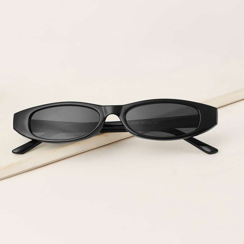 

Acrylic Frame Oval Sunglasses, Black
