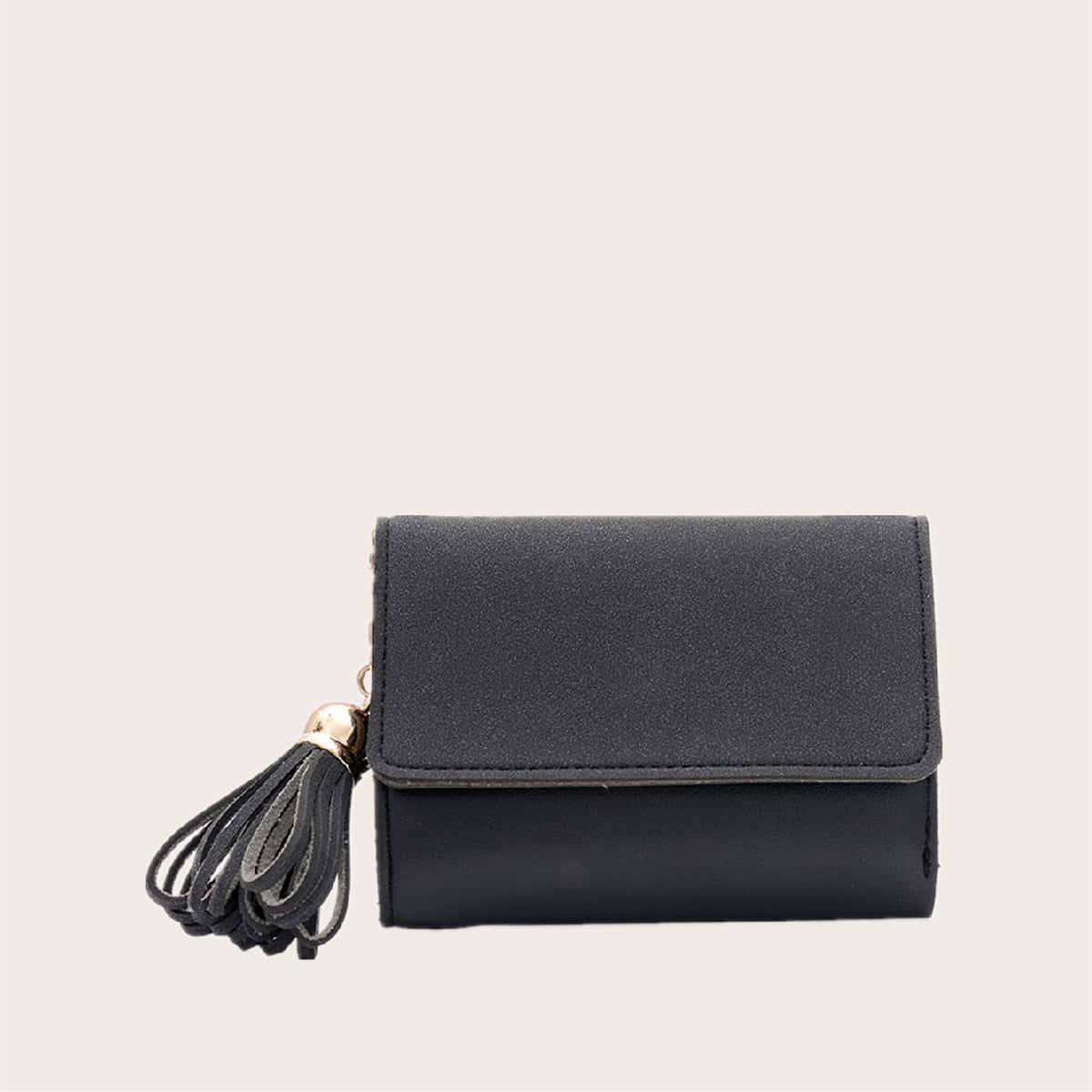 

Tassel Fold Over Purse, Black
