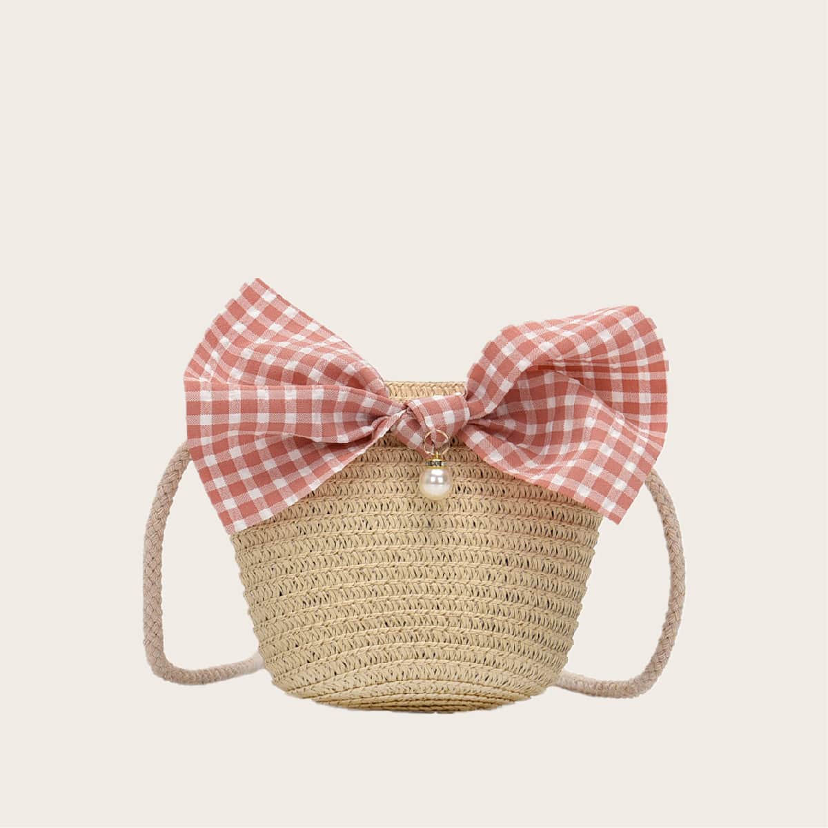 

Bow Woven Crossbody Bag, Khaki