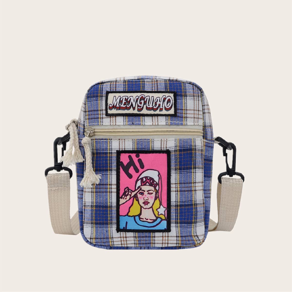 

Figure & Plaid Crossbody Bag, Multicolor