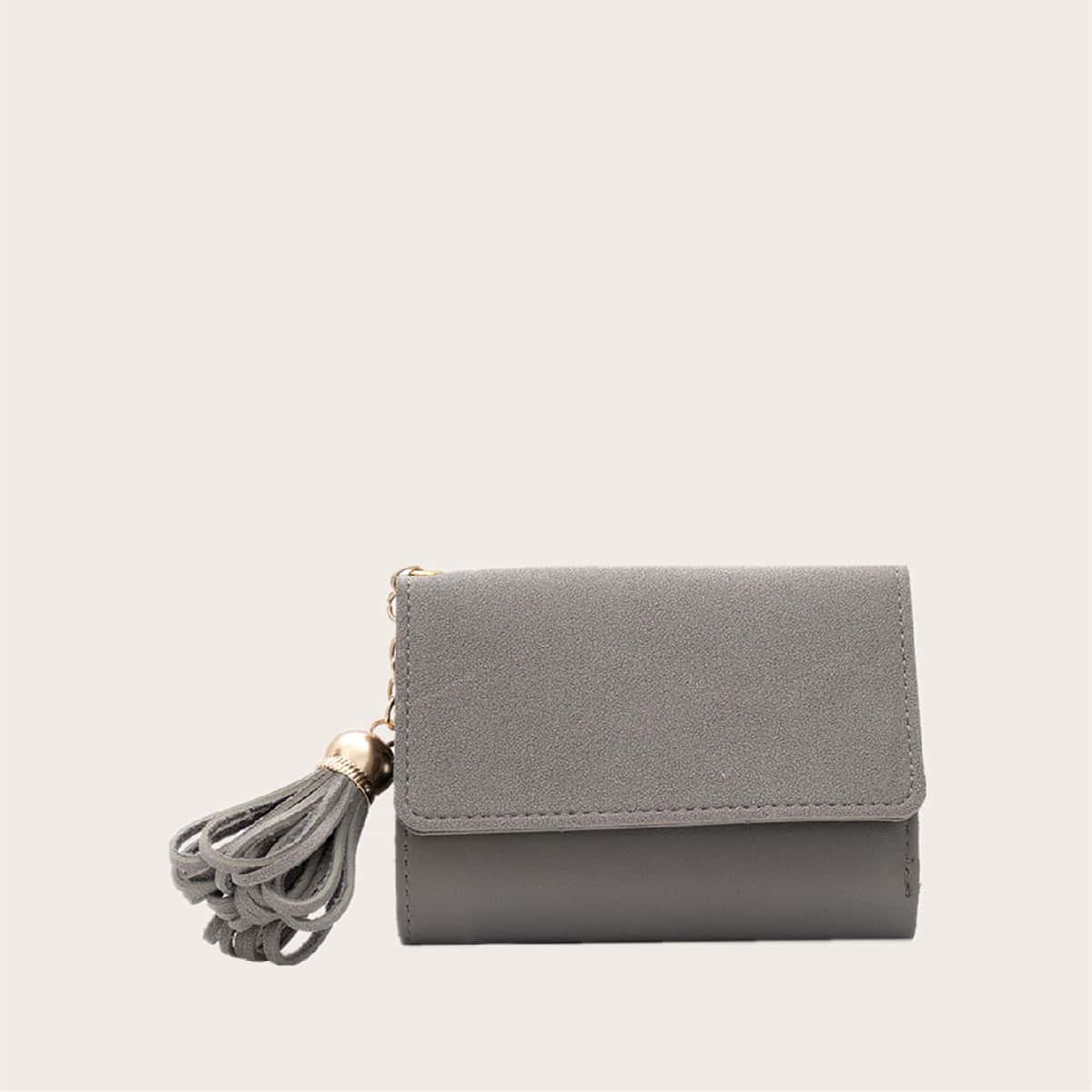 

Tassel Fold Over Purse, Grey