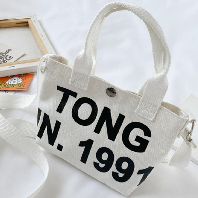 

Letter Graphic Satchel Bag, White