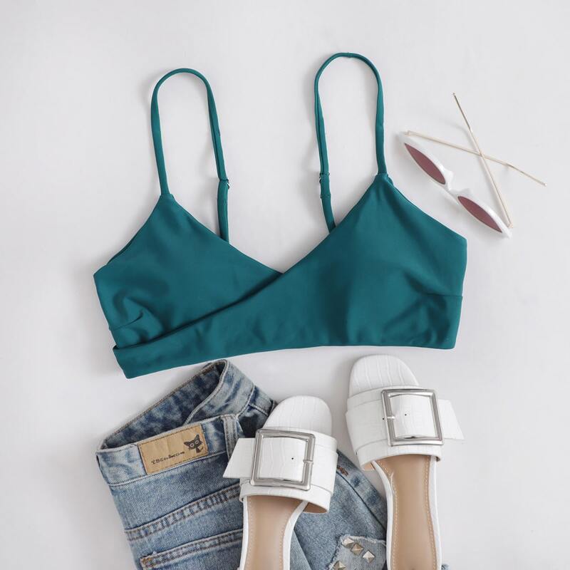

Wrap Bikini Top, Teal blue