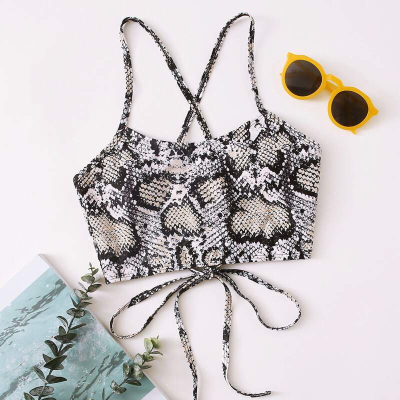 

Snakeskin Bralette Bikini Top, Multicolor