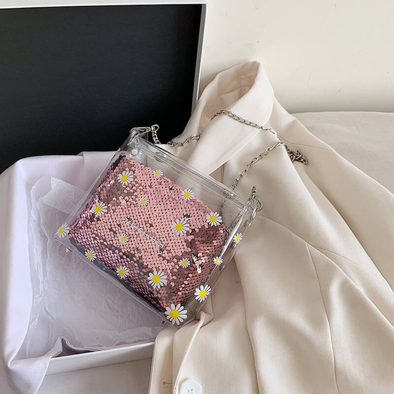 

Daisy Clear Bag With Sequin Pouch
