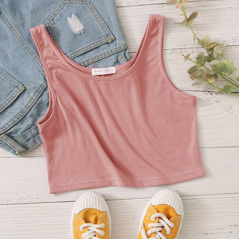

Solid Crop Tank, Watermelon pink