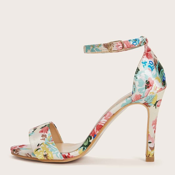 

Flower Print Two Part Stiletto Heels, Multicolor