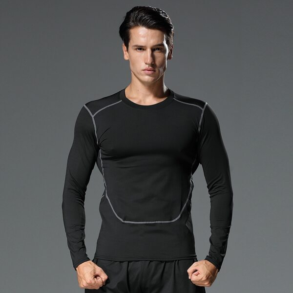 

Men Topstitching Athletic Tee, Black
