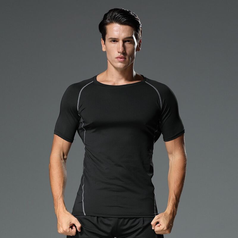 

Men Topstitching Raglan Sleeve Athletic Tee, Black