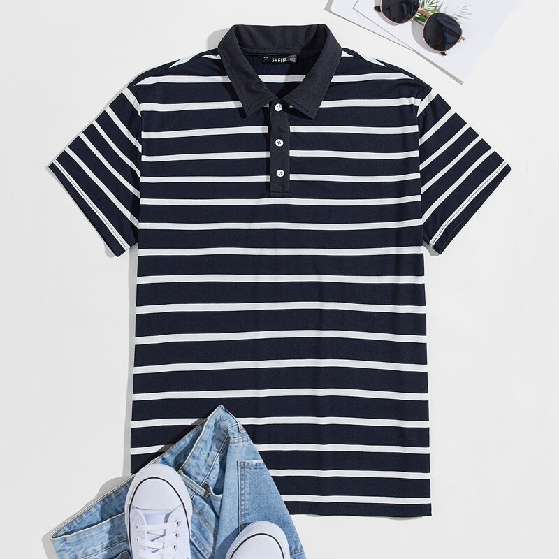 

Guys Striped Polo Shirt, Navy blue