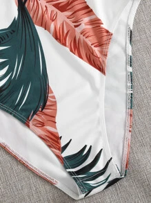 SHEIN VCAY Jungle Leaf Print Cami Bodysuit - Multicolor - View 5
