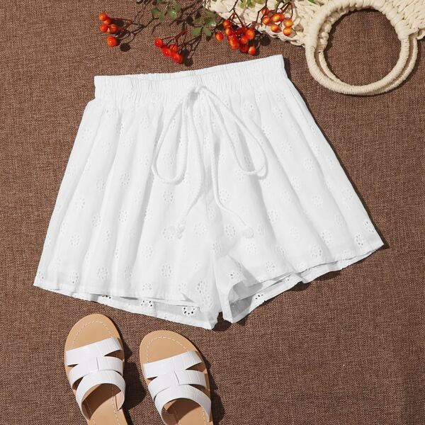 

Tie Waist Schiffy Wide Leg Shorts, White