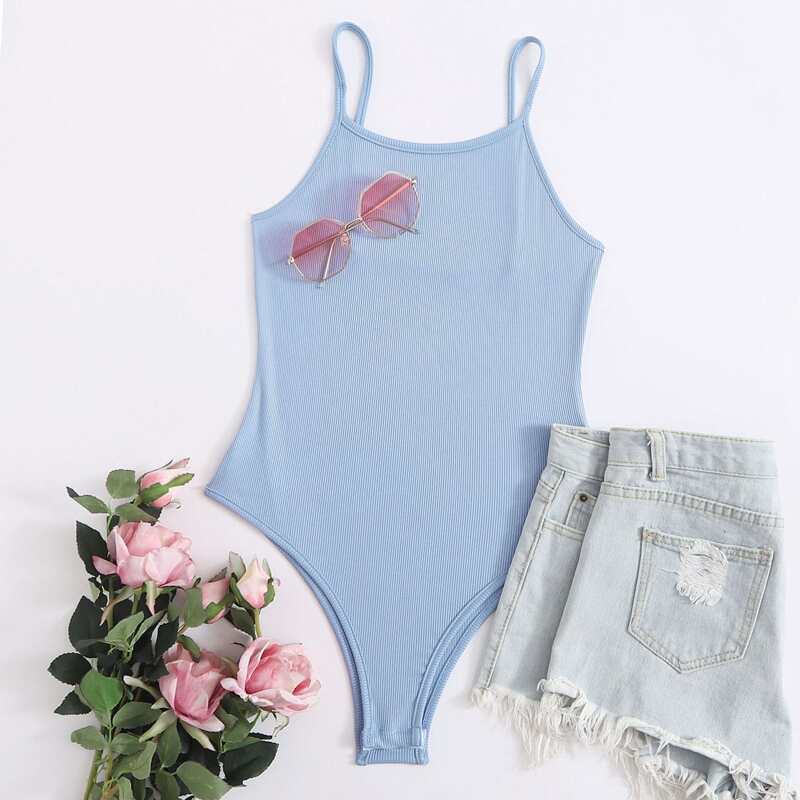 

Solid Cami Bodysuit, Baby blue
