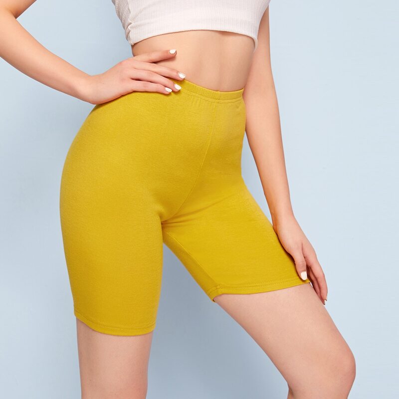 

Solid Biker Shorts, Mustard yellow