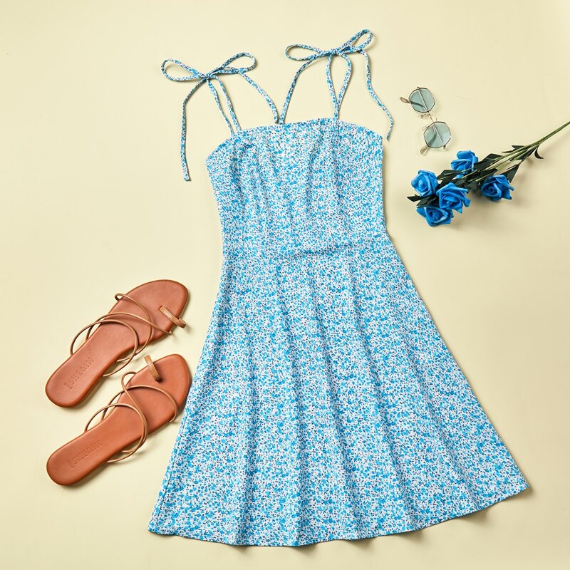 

Chiffon Ditsy Floral Sundress, Blue