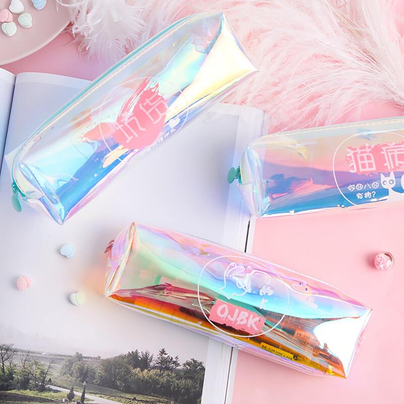 

1pc Letter Graphic Metallic Pencil Case, Multicolor