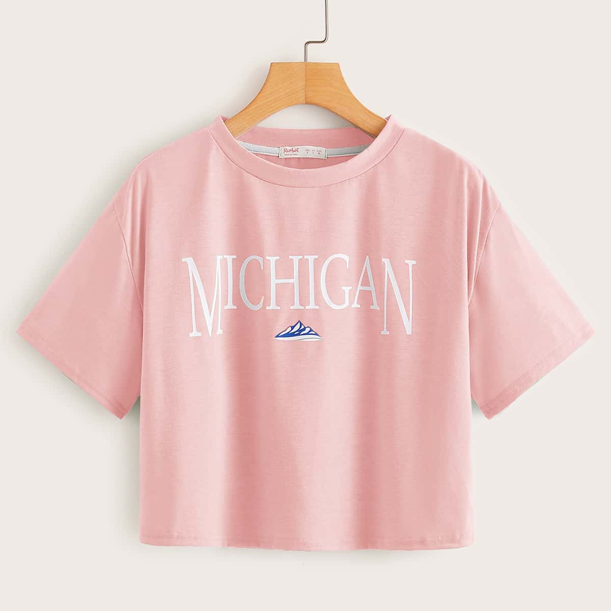 

Letter Graphic Crop Top, Baby pink