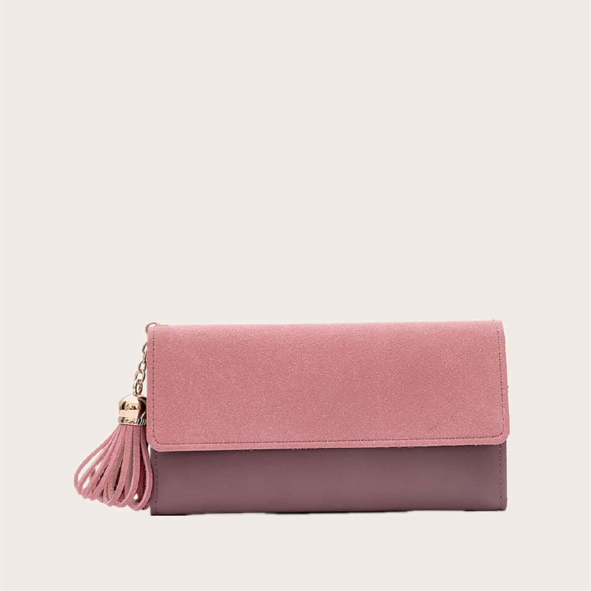 

Tassel Fold Over Purse, Dusty pink