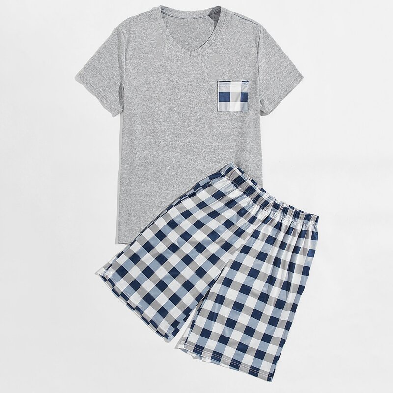 

Guys Pocket Front Tee & Buffalo Plaid Shorts PJ Set, Multicolor