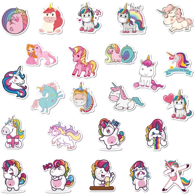 

50pcs Cartoon Unicorn Sticker, Multicolor