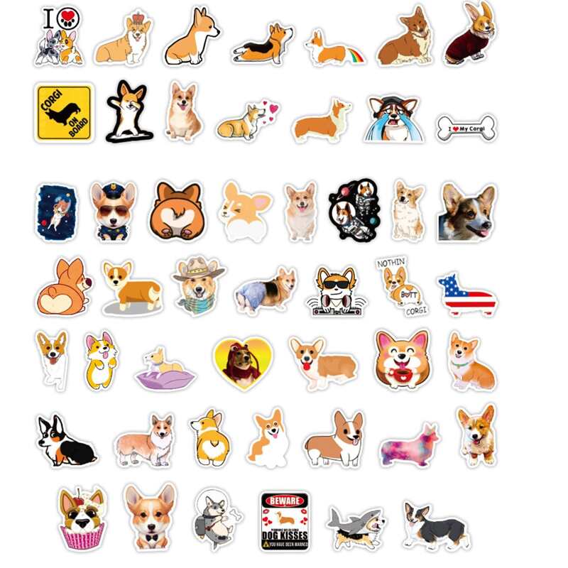 

50pcs Cartoon Dog Sticker, Multicolor