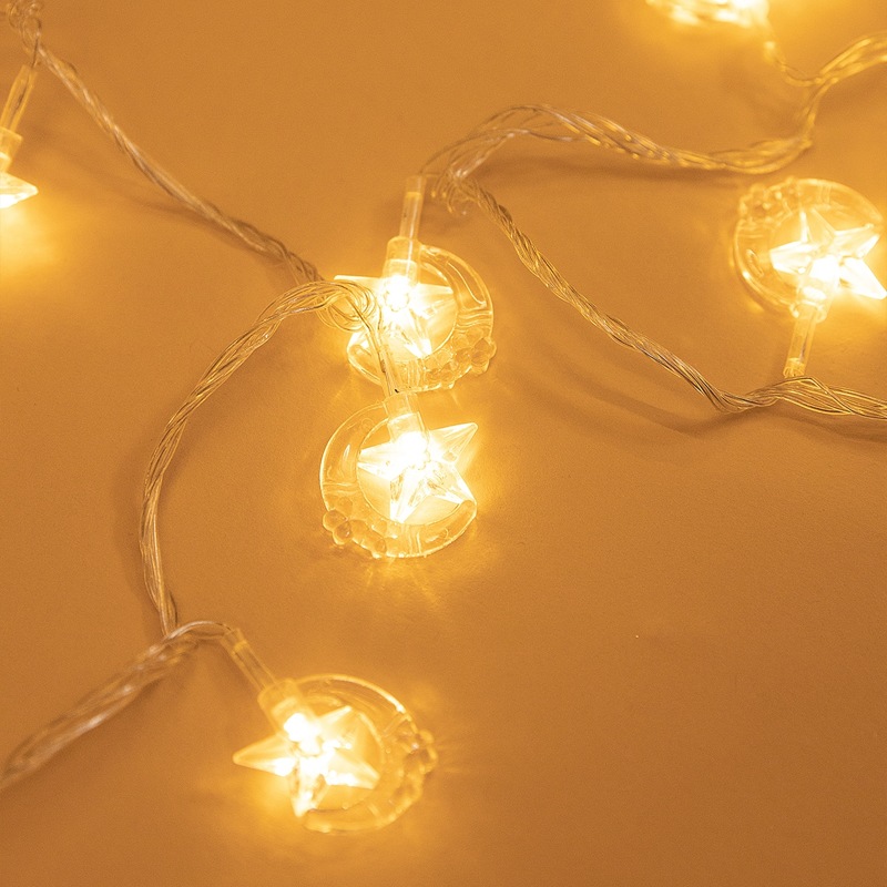 

40pcs Moon & Star Bulb String Light, Beige