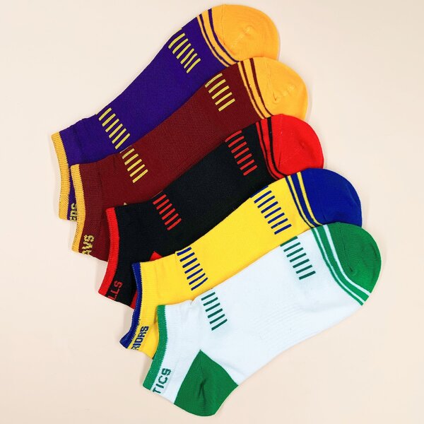 

5pairs Men Color Block Socks, Multicolor