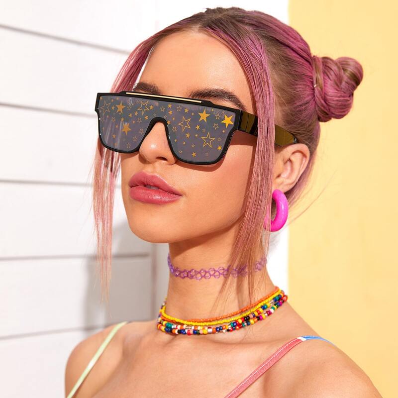 

Star Pattern Lens Sunglasses, Black