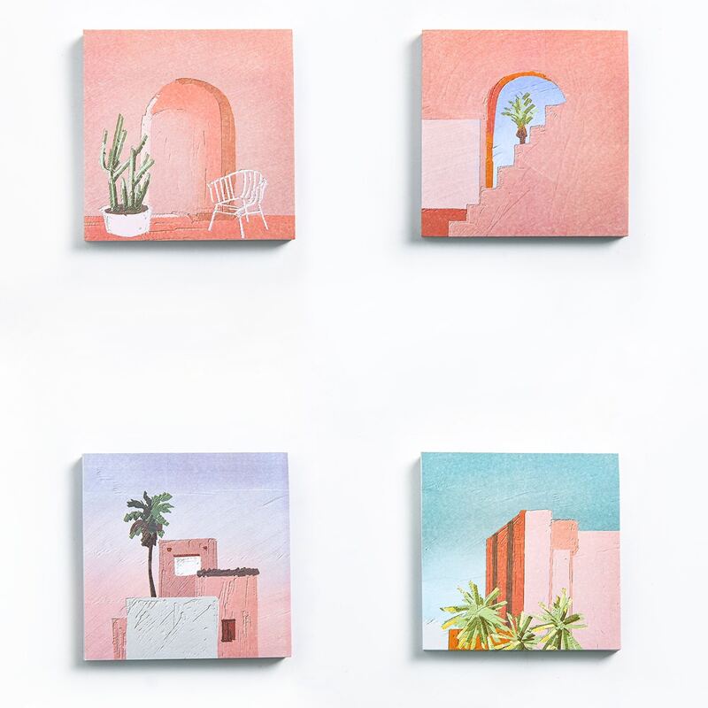 

1pc Oil Painting Print Sticky Note, Multicolor