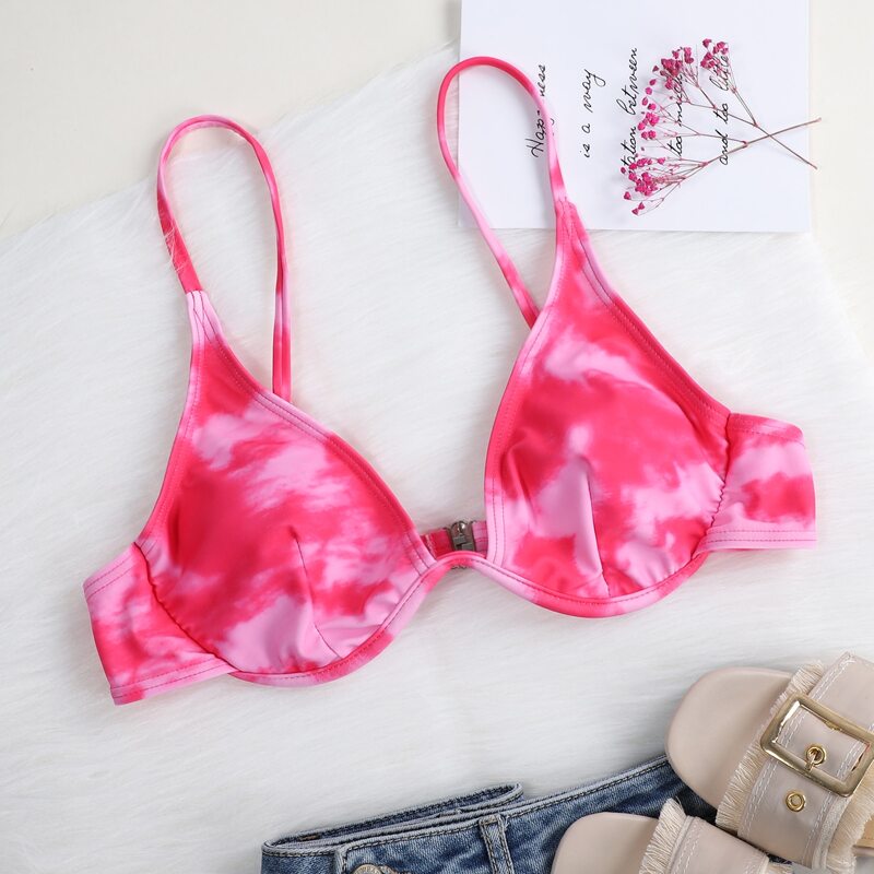 

Tie Dye Underwire Bikini Top, Hot pink bright