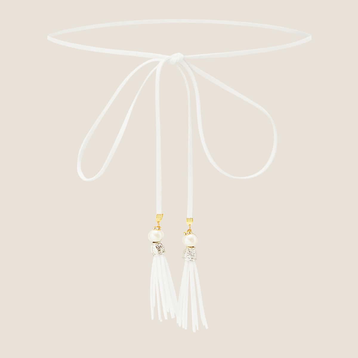 

Tassel Rope Belt, White