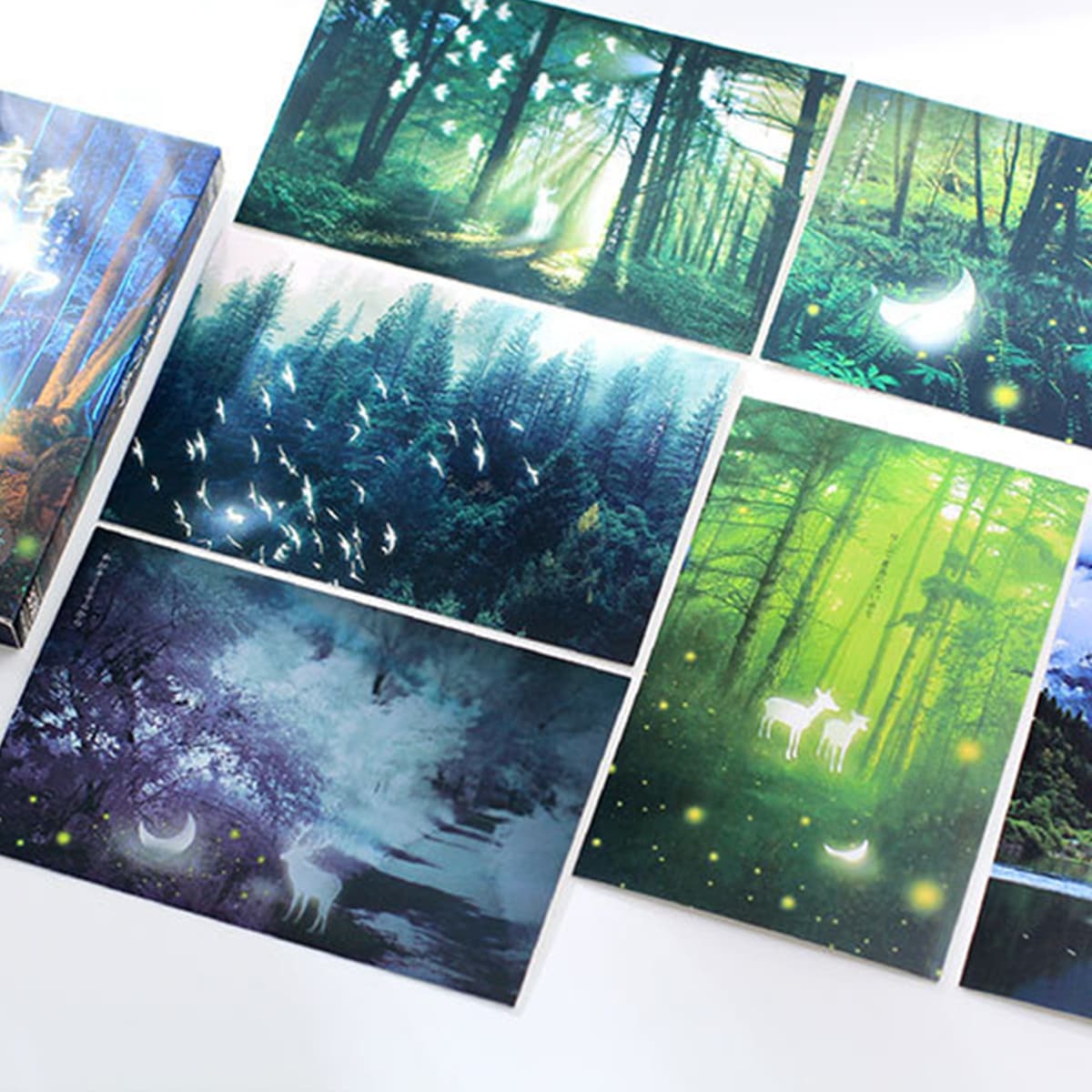 

30sheets Forest Pattern Luminous Postcard, Multicolor