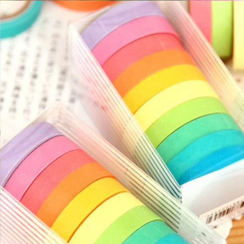 

10pcs Solid Random Decorative Tape, Multicolor