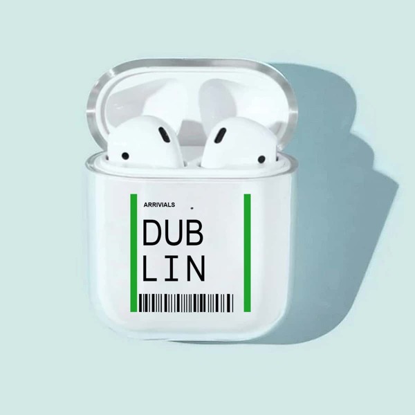 

Прозрачный чехол для AirPods с текстовым принтом