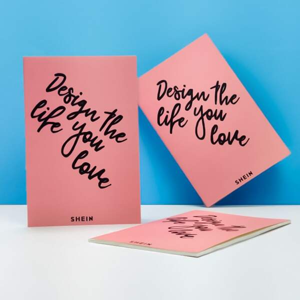 

1pc Slogan Graphic Notebook, Pink