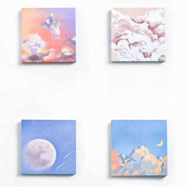 

1pc Cloud Print Sticky Note, Multicolor