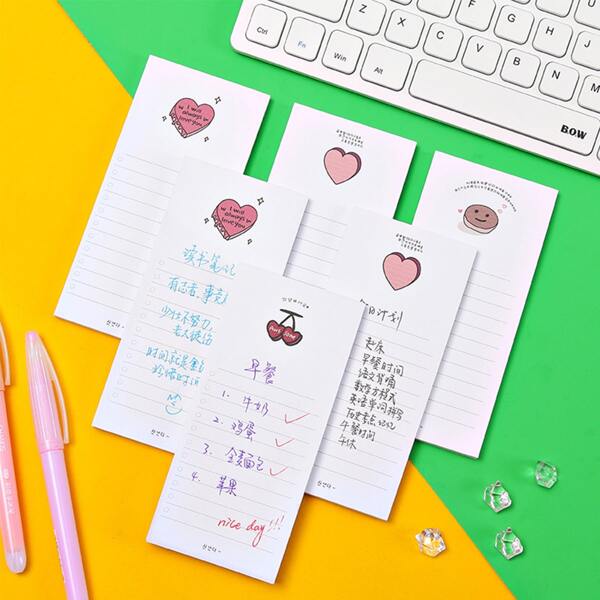 

1pack Graphic Print Random Sticky Note, White
