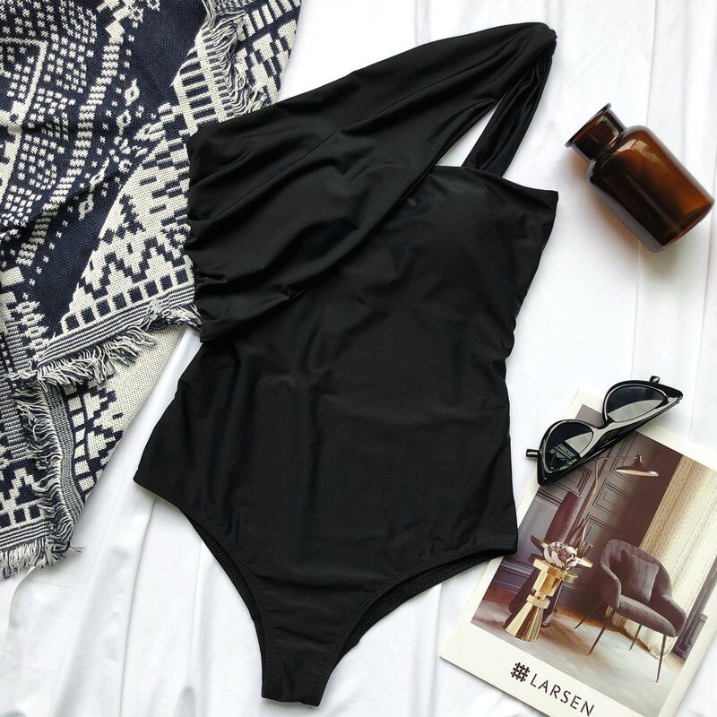 

One Shoulder One Piece Swimsuit, Black