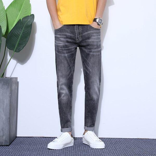 

Men Slant Pocket Wash Jeans, Grey